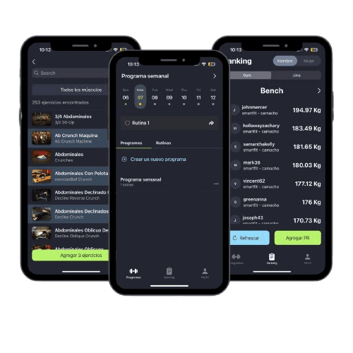 App screenshots showing Prup's workout tracking features